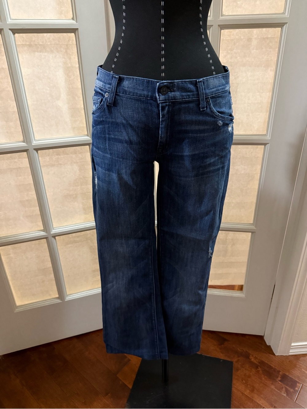 7 For All Mankind Dark Blue Wide-Leg Jeans
